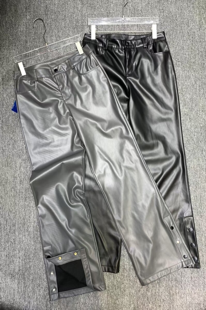 Ash And Black Leather Pants.