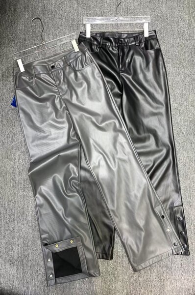 Ash And Black Leather Pants.