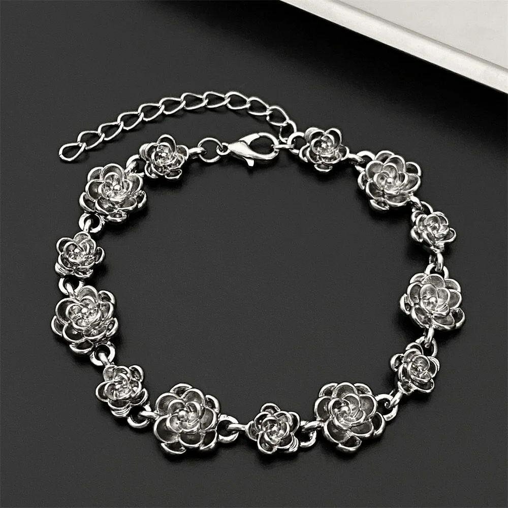 Bracelet argenté floral élégant
