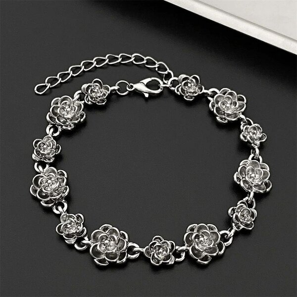 Bracelet argenté floral élégant