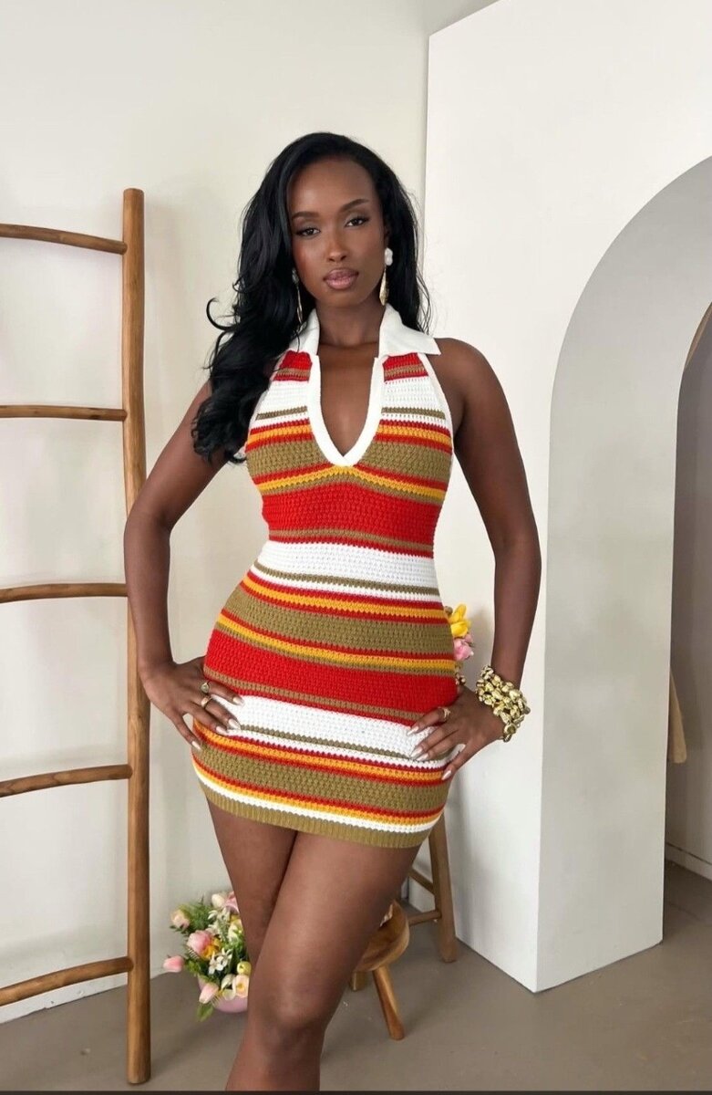 Robe rayée en tricot