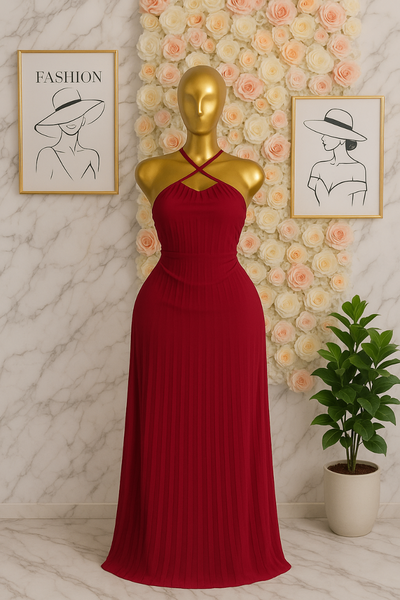 Robe élégante rouge longue