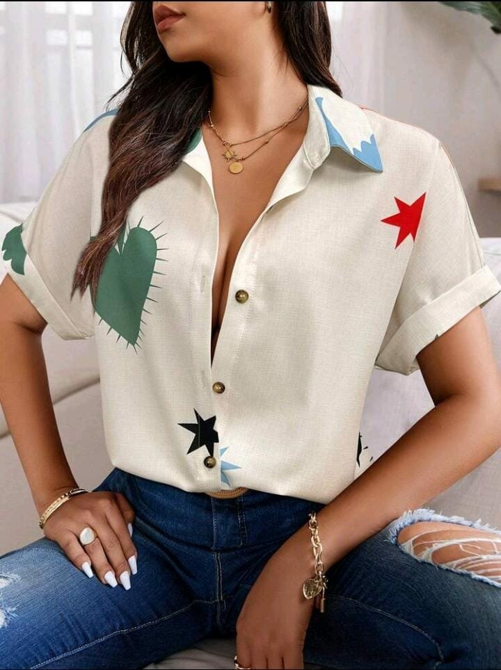 Chemise imprimée cactus bohème