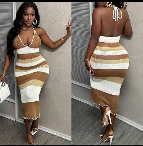 Robe dos nu rayée élégante