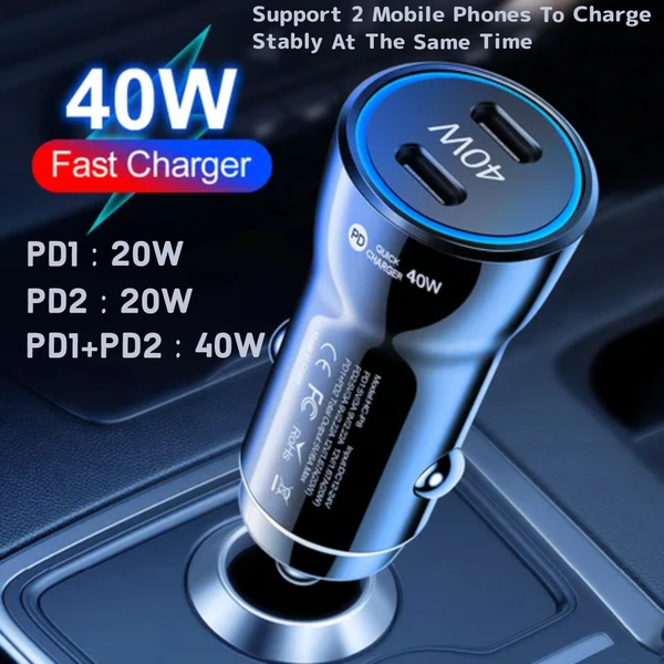 Chargeur TE-P8 double port PD3.0 40W, PD20W + PD20W