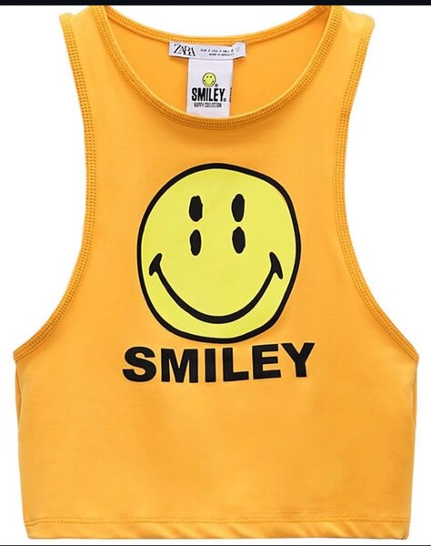 Zara smiley yellow crop top