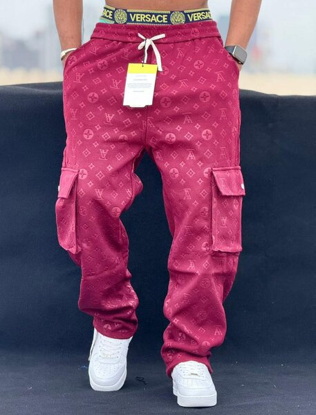 Pantalon cargo rouge hommes tendance