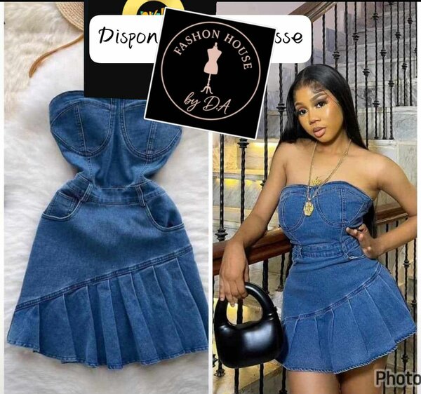 Robe en jean bustier