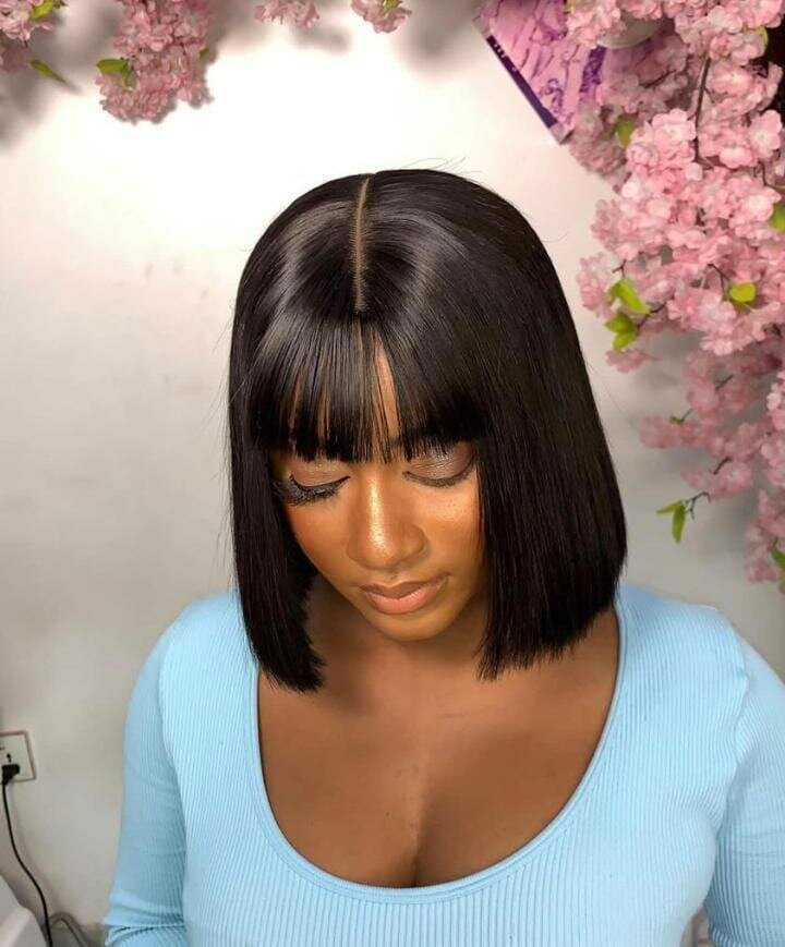 Silky Straight Bob Wig With Bangs