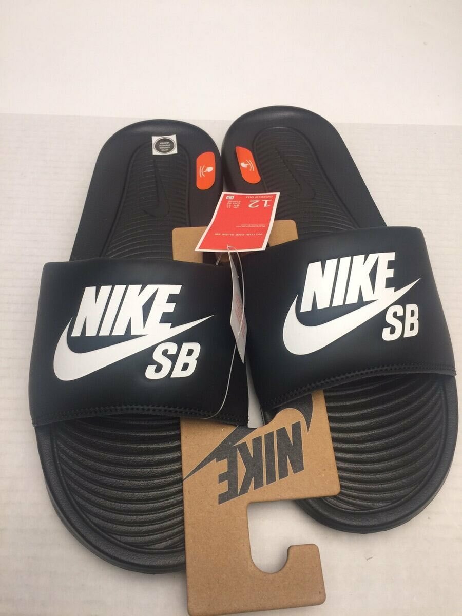 Sandales homme neuves Nike SB One Slide taille 12 noir blanc