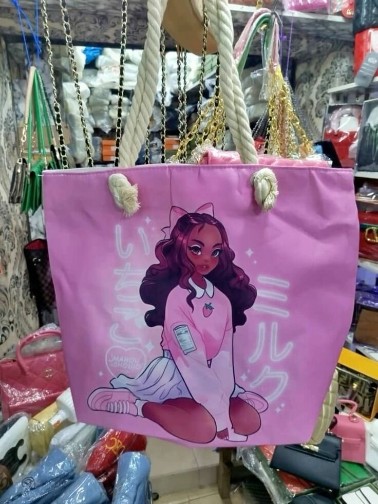 Sac à main rose avec illustration