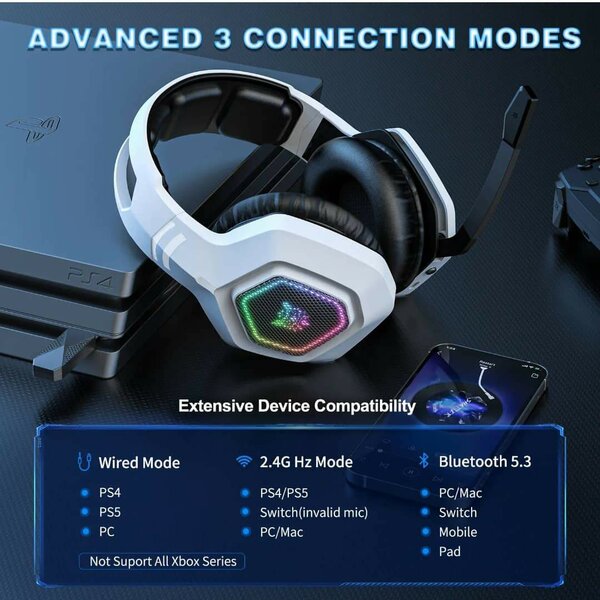 Casque Gaming Sans Fil RGB