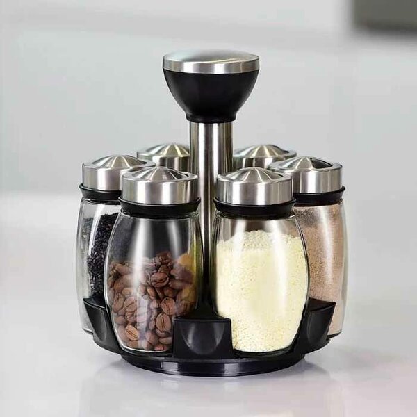Multifunctional rotating spice rack glass organizer