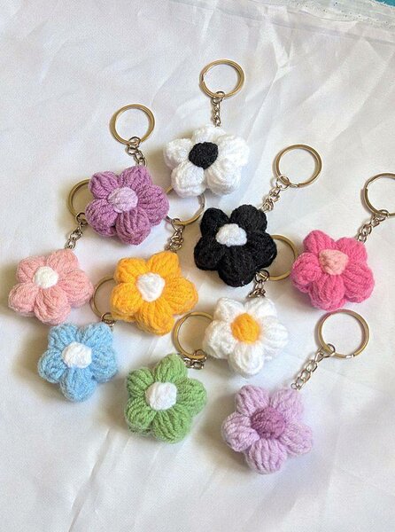 Porte-clés fleurs crochet