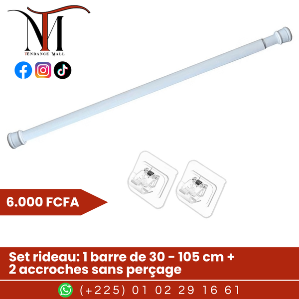 Barre extensible + 2 accroches