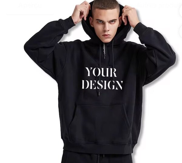 Hoodie noir design personnalisé