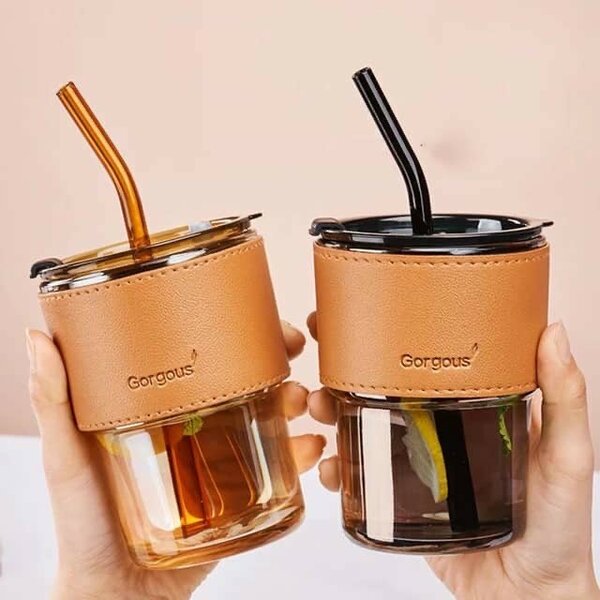 MUG EN VERRE AVEC PAILLE 400ML