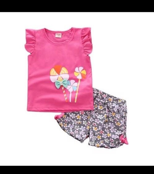 Ensemble été fille imprimé bonbons