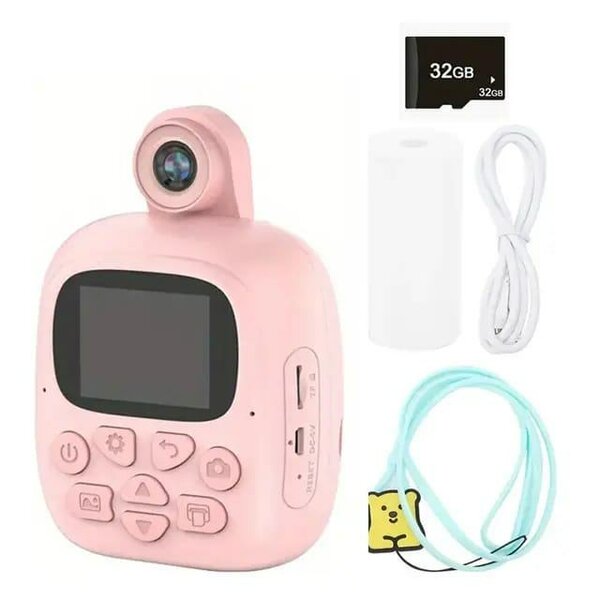 Appareil photo enfant HD, impression instantanée + carte mém