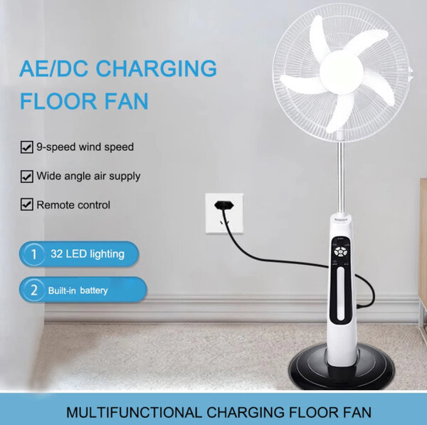 Ventilateur sur pied rechargeable solaire