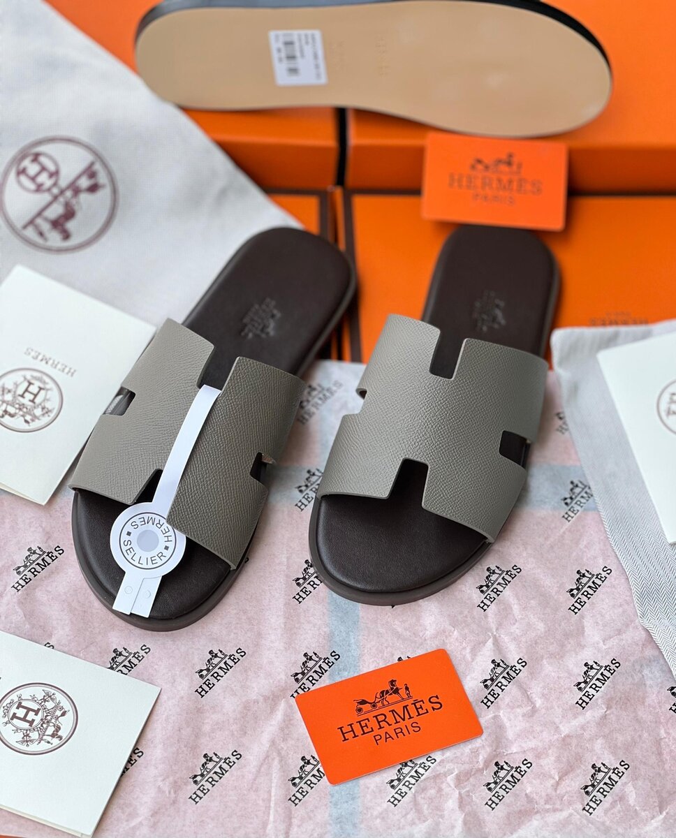 Hermes leather slides