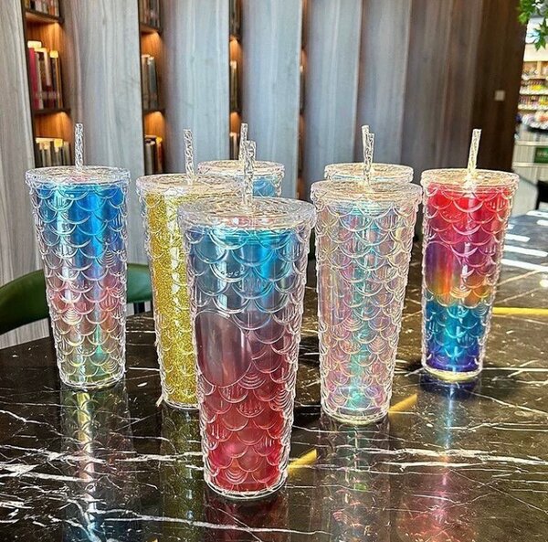 Double Wall Acrylic Tumbler with Lid and Straw