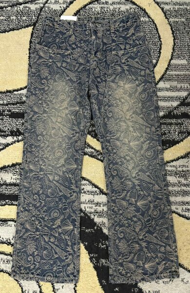 Pantalon en jean imprimé bohème
