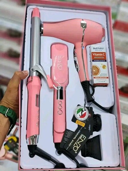 Ensemble coiffure rose 3-en-1
