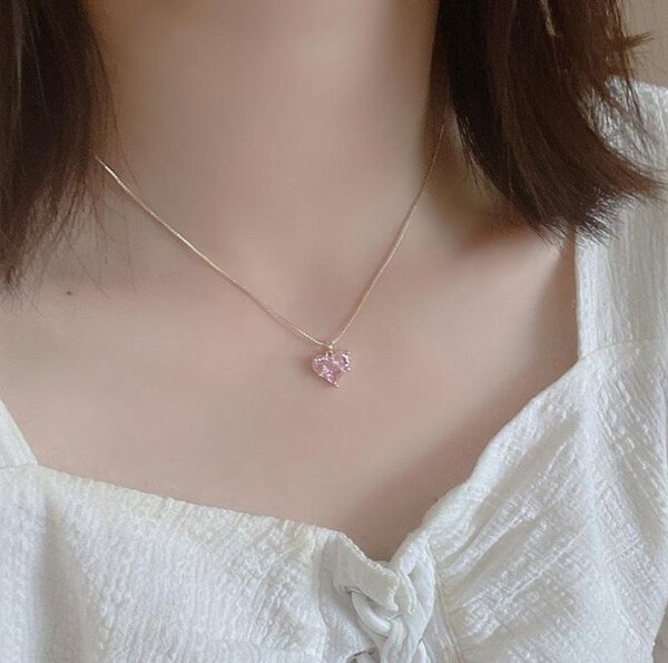 Ladies Crystal Love Heart Necklace Jewelry