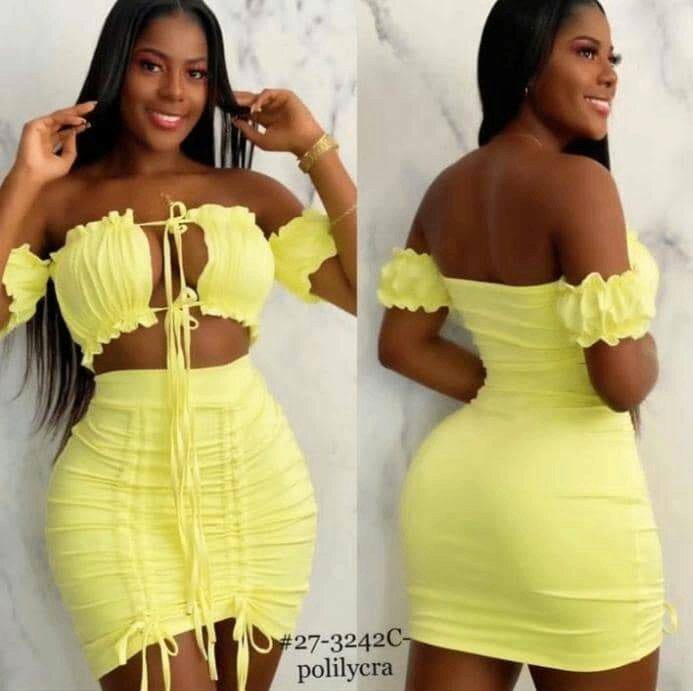 Ensemble jupe et top jaune