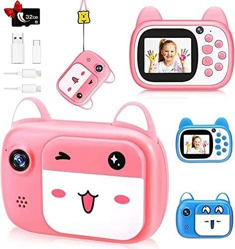 Appareil photo enfants HD, impression instantanée+ carte mém