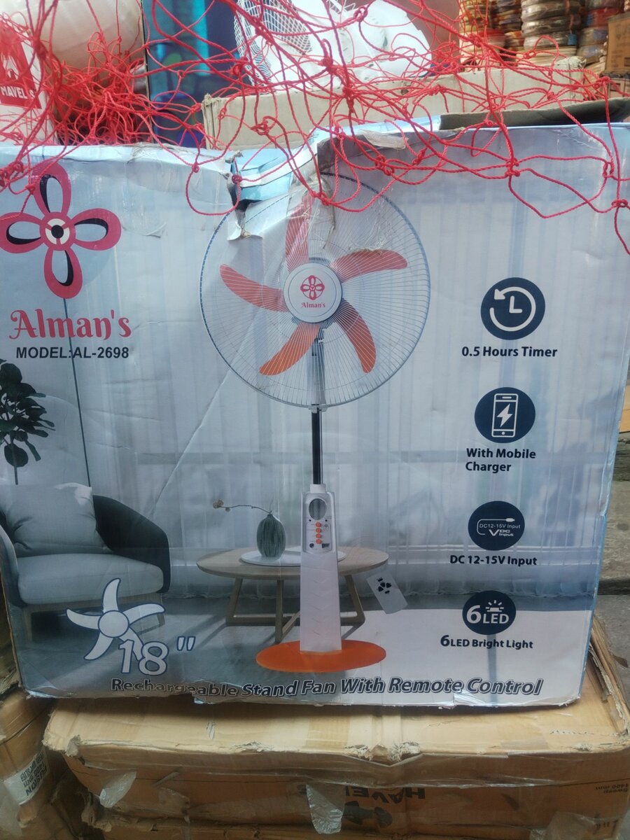 New Alman 18 Inches Rechargeable Standing Fan With Remote
