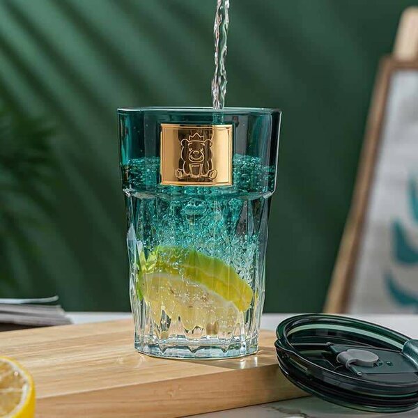MUG EN VERRE MASSIF AVEC PAILLE 420ML