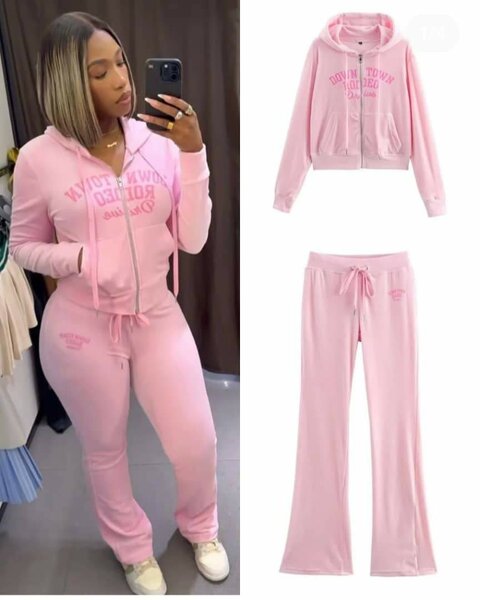 Complet rose jogging pull-over