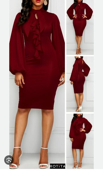 Robe Midi Élegante Bordeaux