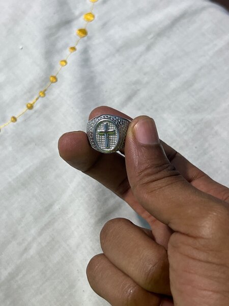 Bague Croix Argentée Homme