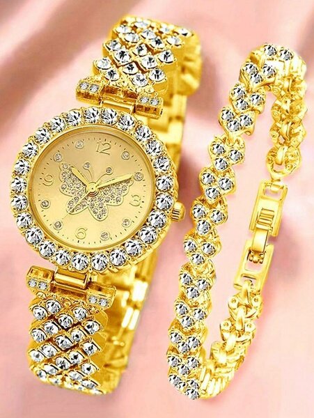 Montre dorée élégante femmes