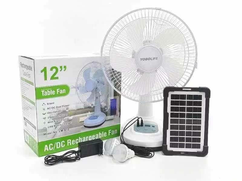 Solar rechargeable table fan