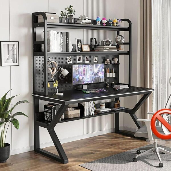 table with pegboard and shelve