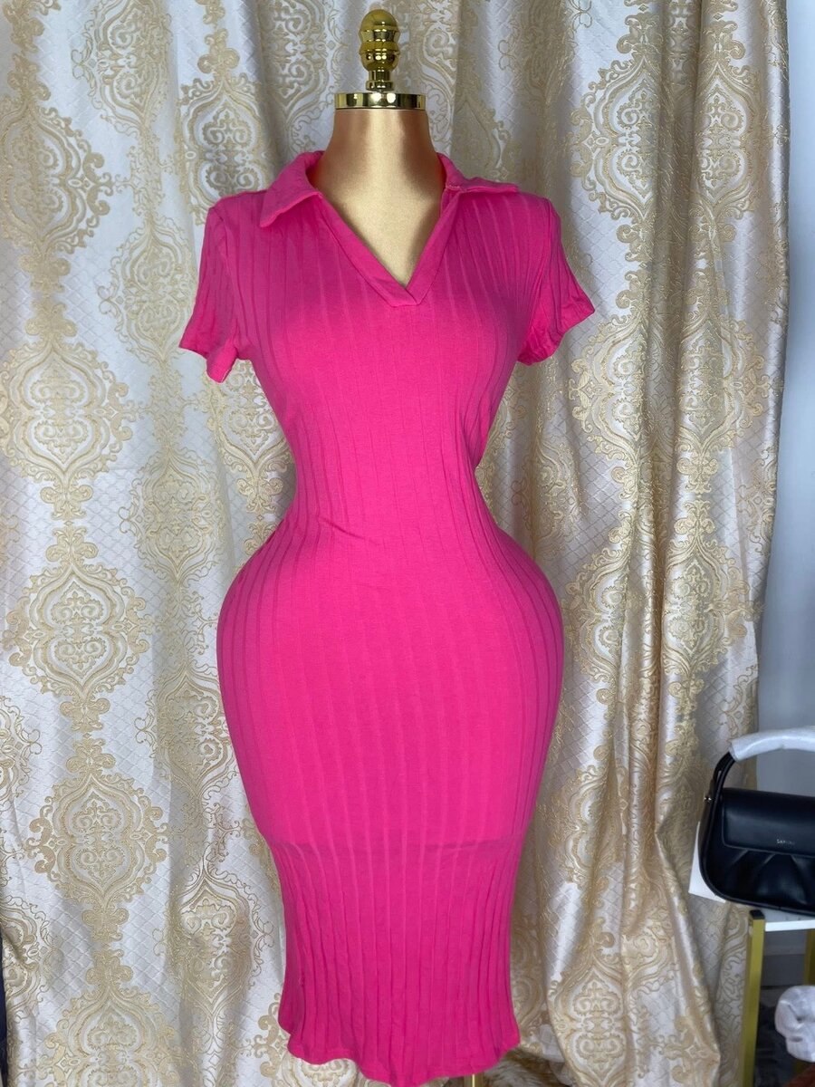Robe moulante rose