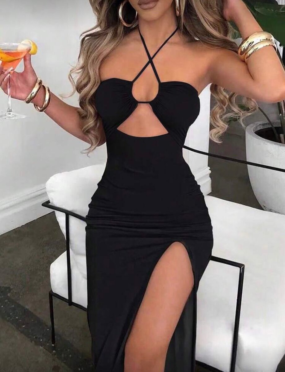 Robe noire élégante sans fente