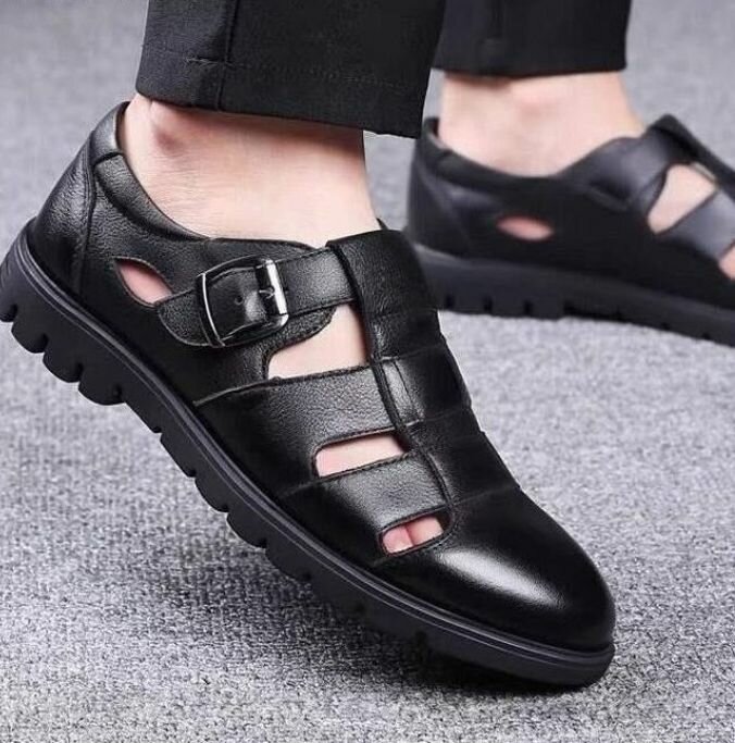 Fashion Men's Casual Open PU Leather Baotou