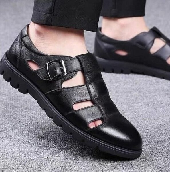Fashion Men's Casual Open PU Leather Baotou