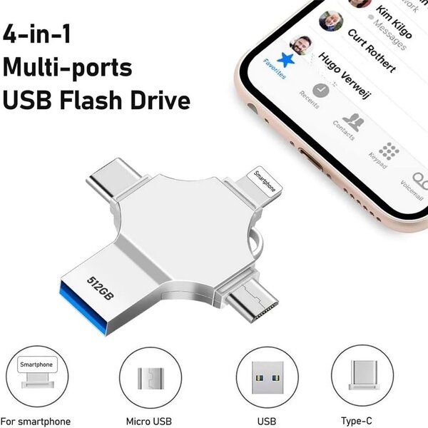 Clé USB OTG en métal 4 en 1 Type-c & Android & iPhone..