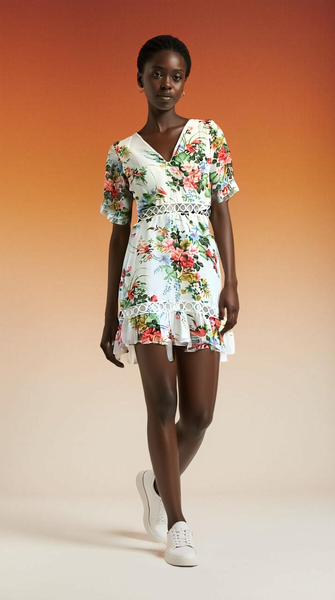 Robe blanche fleurie