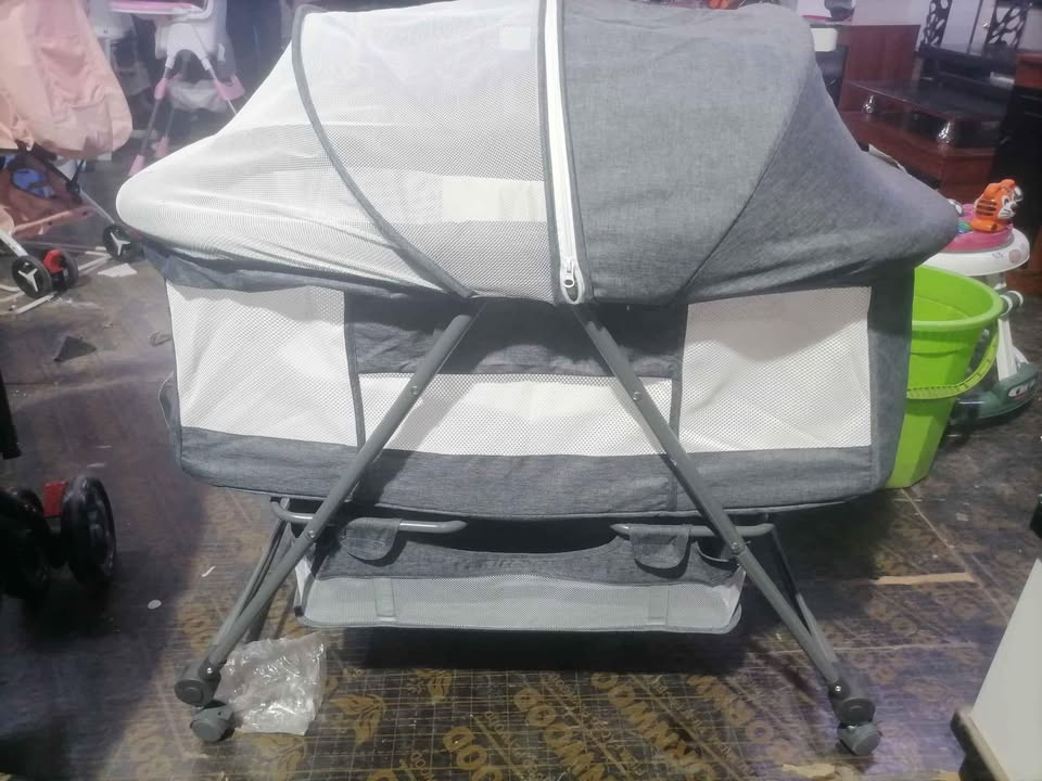 gray crib