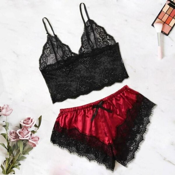 Ensemble Nuit Dentelle Satin Femme