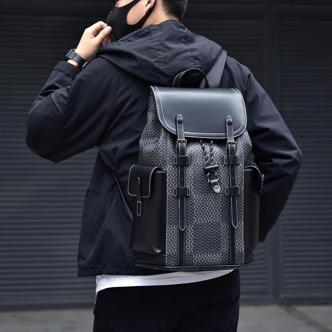 Sac à dos tendance en cuir et tissu