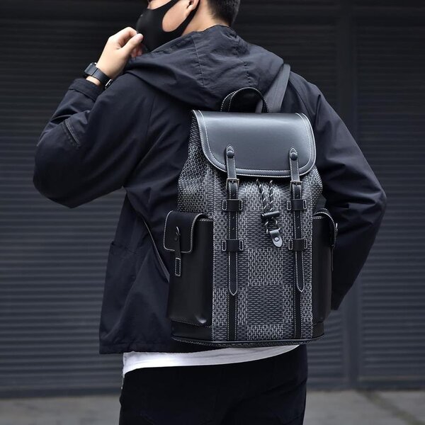 Sac à dos tendance en cuir et tissu