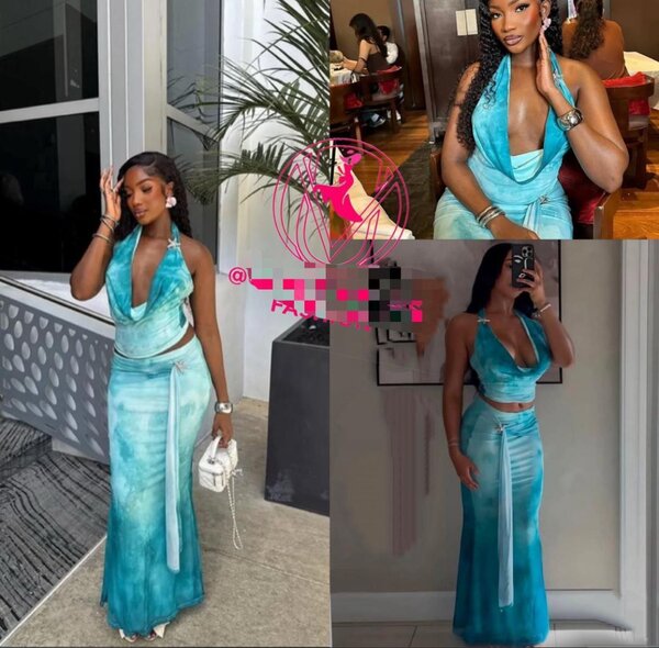 Robe longue turquoise élégante